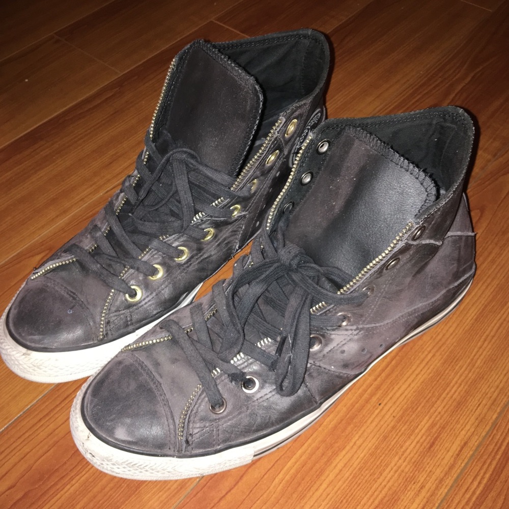 Black Leather motorcycle Converse